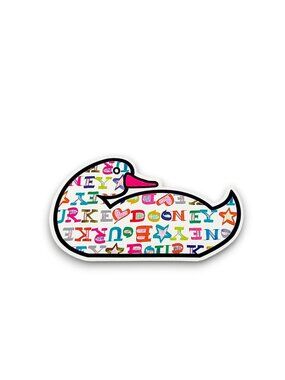 D&B White Multi-Colored Signature Doodle Duck Sticker Decal